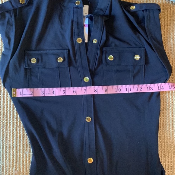 Michael by Michael Kors Navy Polyester/Spandex Maxi Dress with Gold Accents XXS - Picture 12 of 14